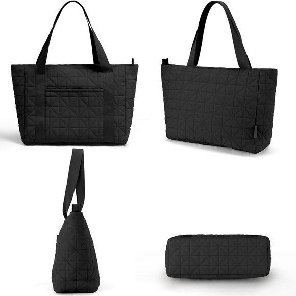 Women Tote Bag Quilted Zipper Large Capacity Shoulder Purse for Work Travel - Picture 9 of 9